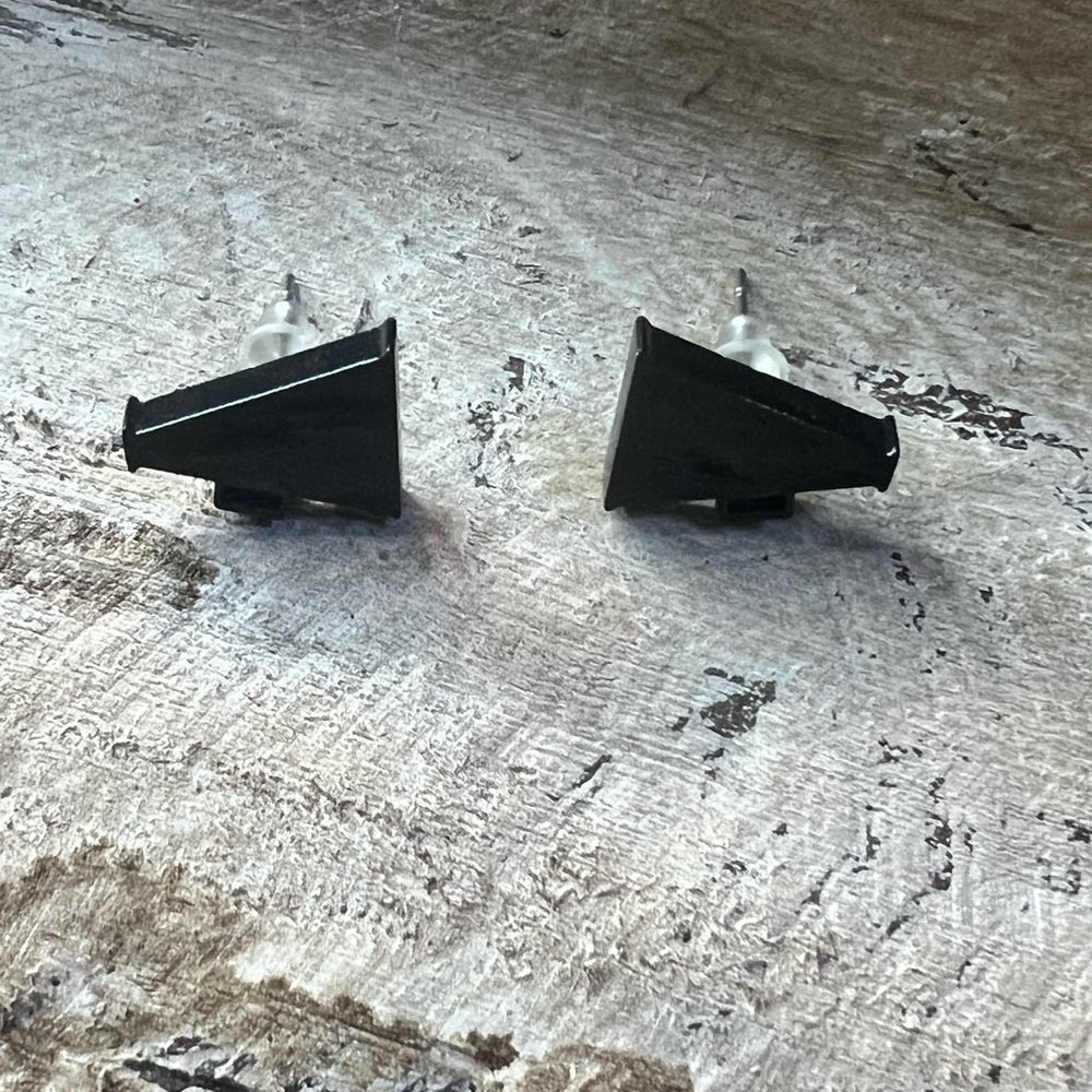 Black Megaphone Stud Earrings